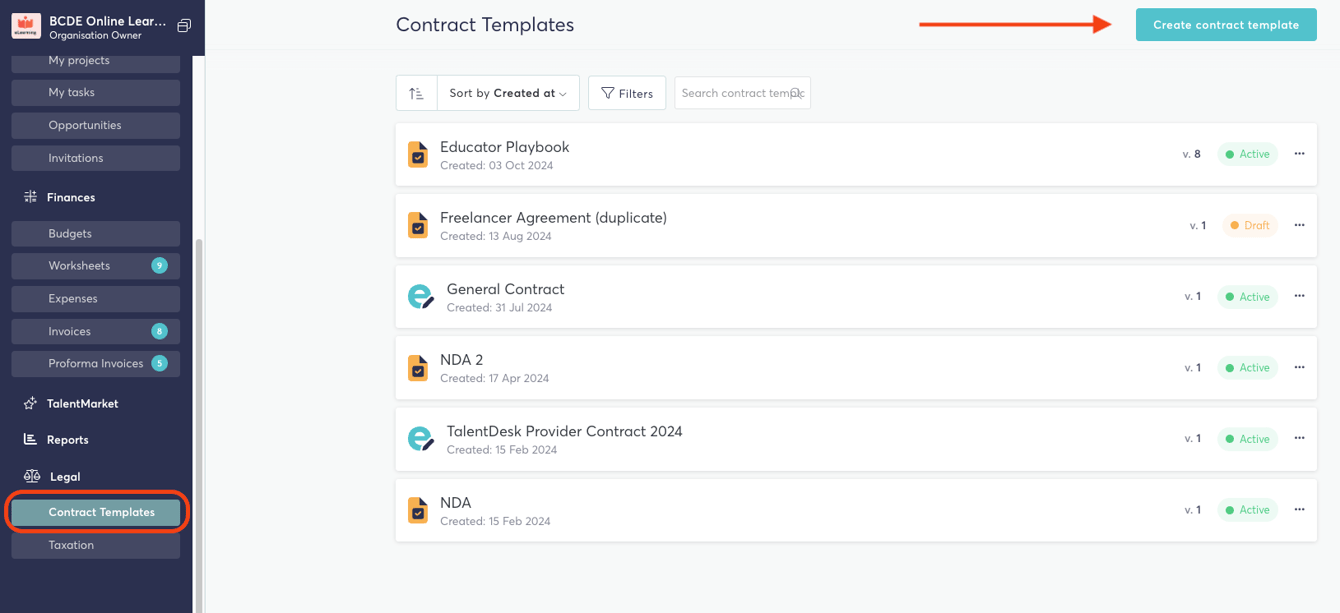 Contract E-Signing via TalentDesk