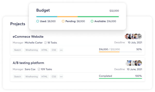 Screenshot showing budget