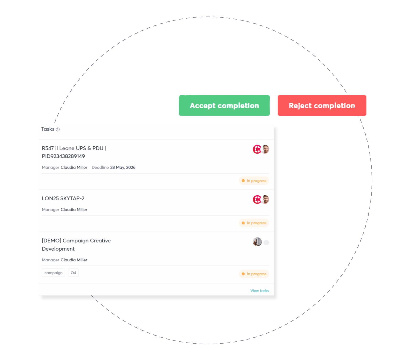 ui of allocating tasks on talentdesk
