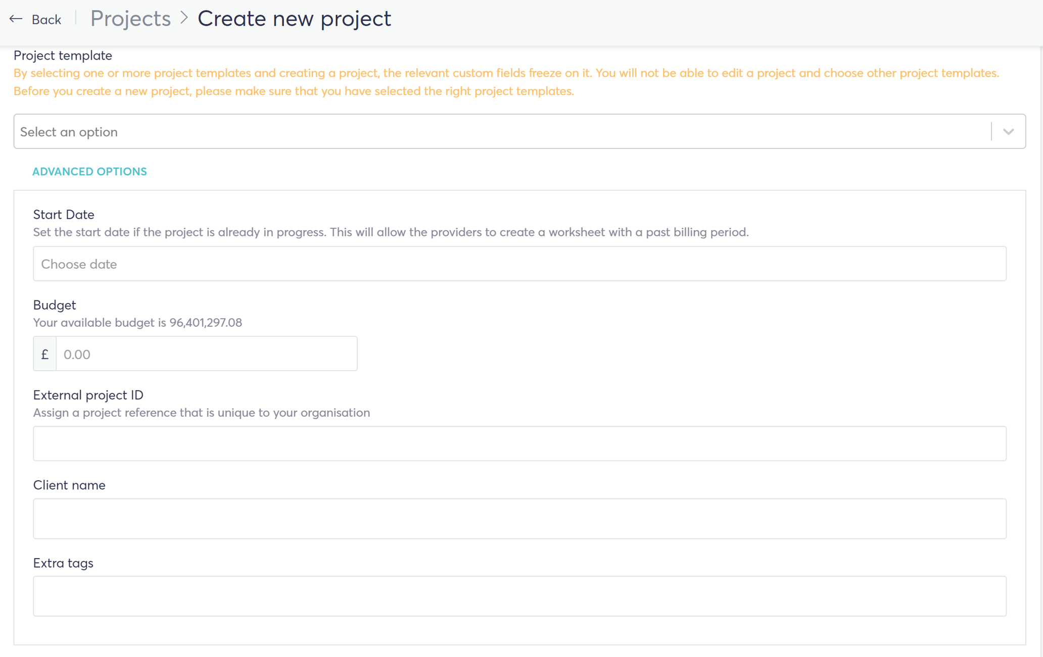 How to create a project