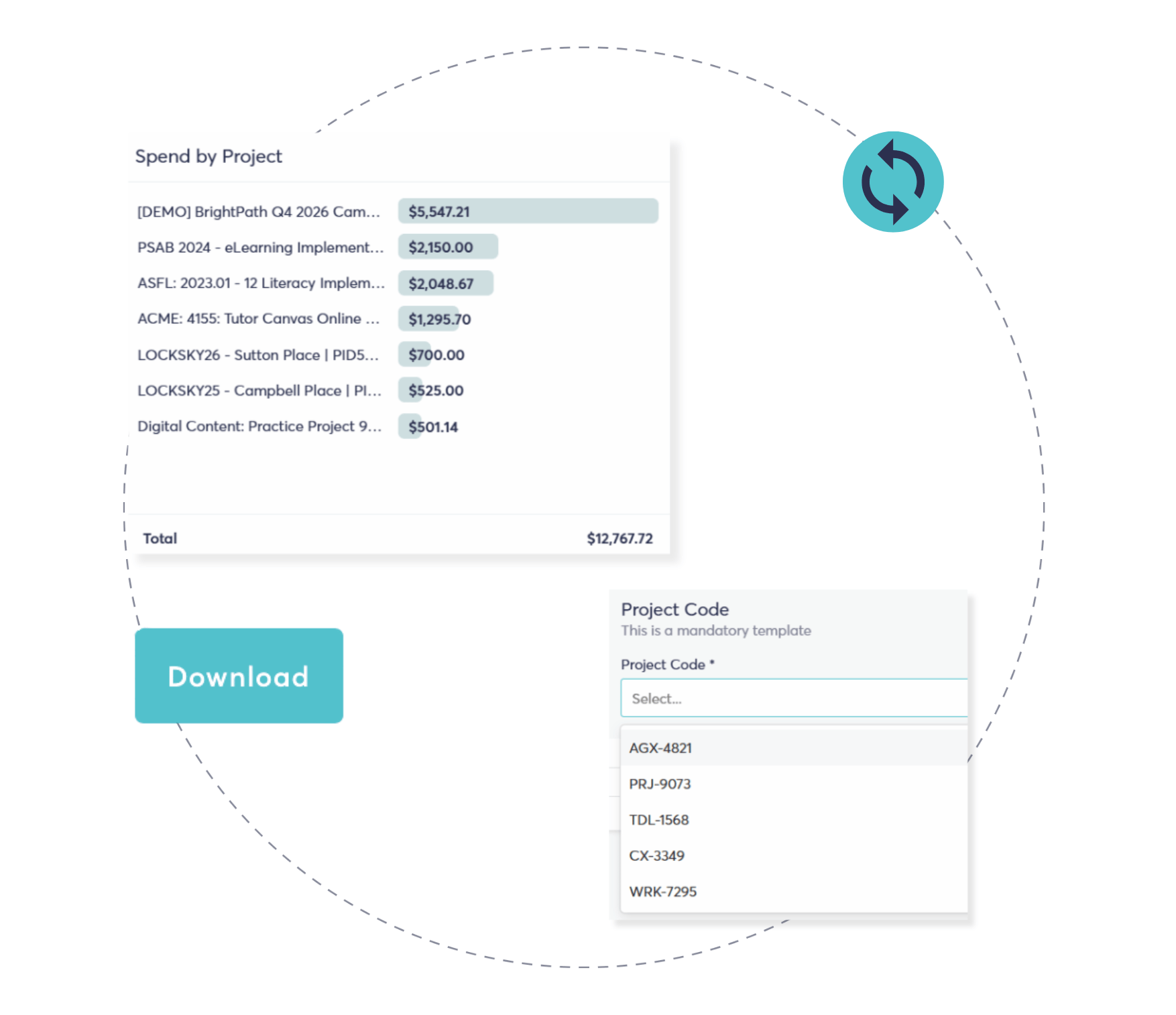 ui of spend and tasks