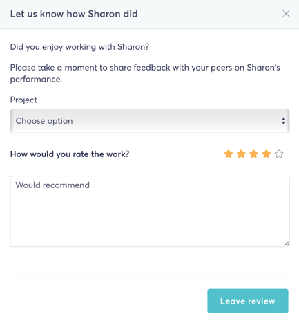 Freelancer review UI