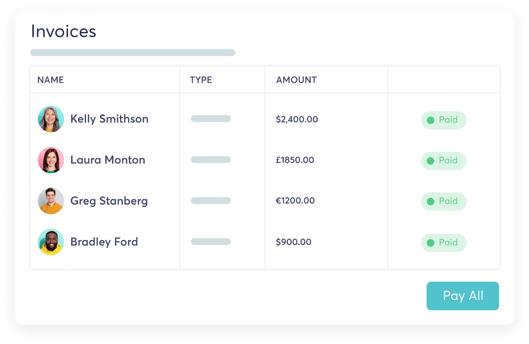 TalentDesk UI of Invoices