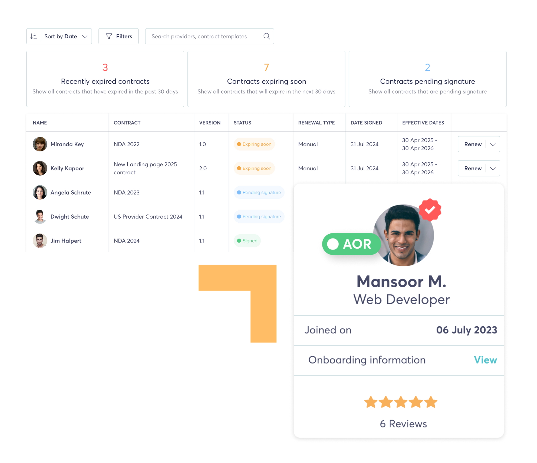 onboarding documents and freelancer profile